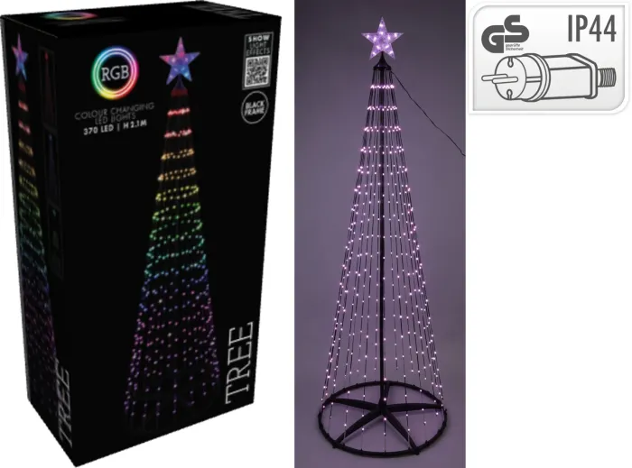 Koopman Weihnachtsbaum 210cm, 370 LED, schwarz, AX5380210