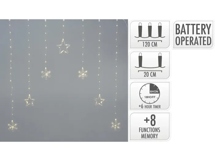 Koopman LED Lichtervorhang warmweiß, 120x120cm, 128 LEDs, AVX100600