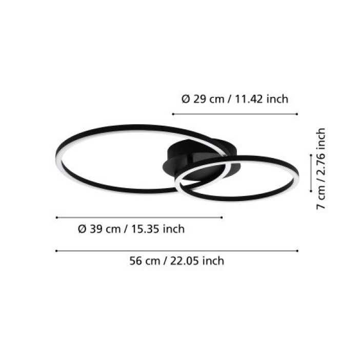 EGLO LED Deckenleuchte Palmaves 2, 56x39cm, 1600lm, 3000K, 75554