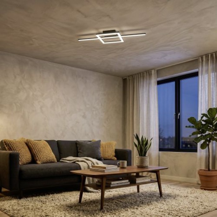 EGLO LED Deckenleuchte CCT 66cm schwarz 2600lm - Agostino, 75916