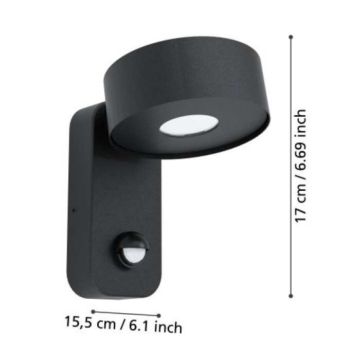EGLO LED Außen Wandlampe Palosco, IP44, Sensor, 360lm, 3000K, 98738