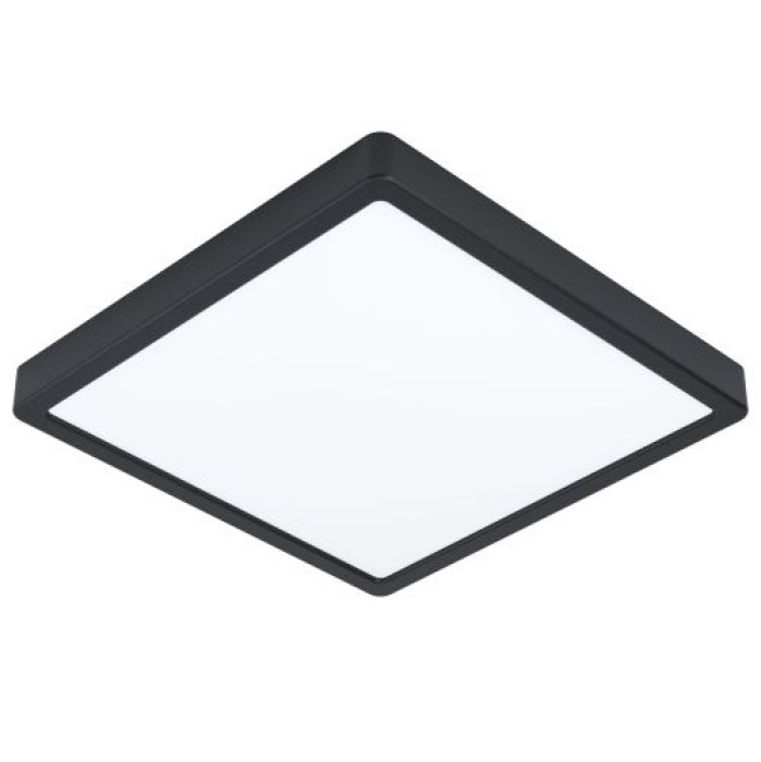 EGLO LED Deckenleuchte Fueva 5, IP44, Schwarz, 28,5x28,5cm, 2400lm, Warmweiß, 99271