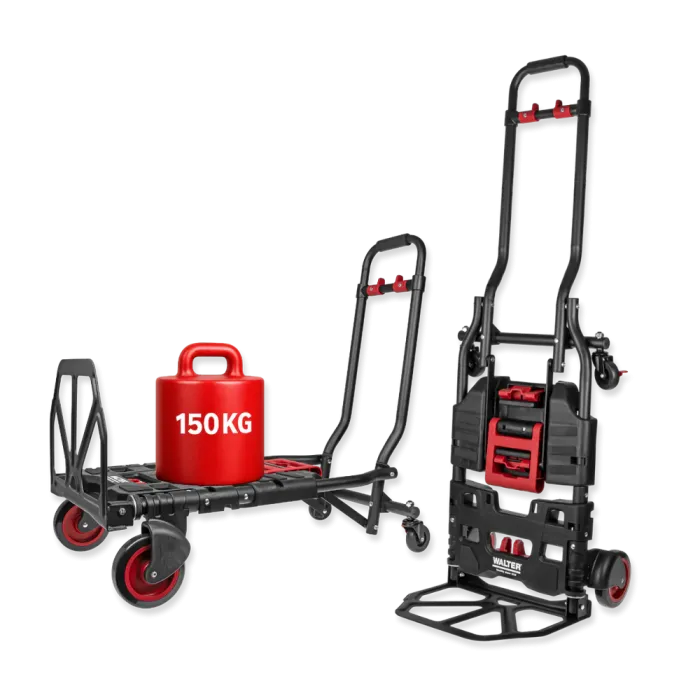 WALTER 2-in-1 Transportwagen & Transportkarre – 150 kg Tragkraft, ausziehbarer Griff, klappbar 613494