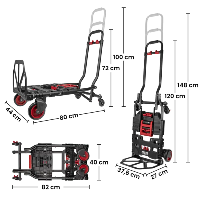 WALTER 2-in-1 Transportwagen & Transportkarre – 150 kg Tragkraft, ausziehbarer Griff, klappbar 613494