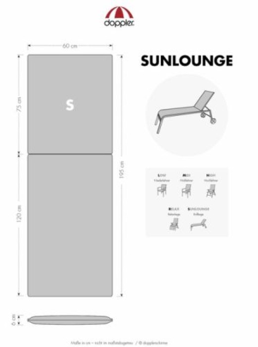 Doppler Auflage Sunlounge Living, 195x60x6cm, Baumwolle & Polyester, 5142153954