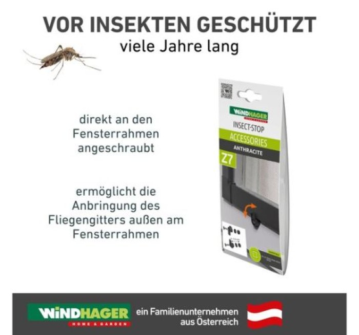 Windhager Insektenschutz Vorreiber-Set Fenster, Fliegengitter-Zubehör, Insektenschutz Ersatzteile, Spannrahmen Fenster, inkl. Schrauben, einfache Montage, 4 Stk., anthrazit 04539