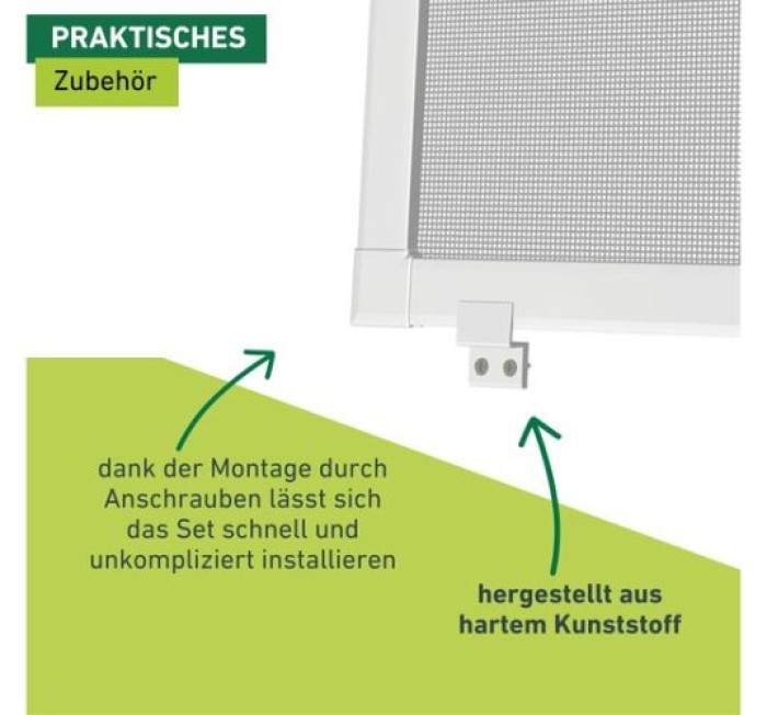 Windhager Einhängewinkel-Set, Montageset für Insektenschutz Spannrahmen, Montagewinkel, Rahmen - Winkel, 2 Stück, weiß, 03547 (Packung mit 3) 04540
