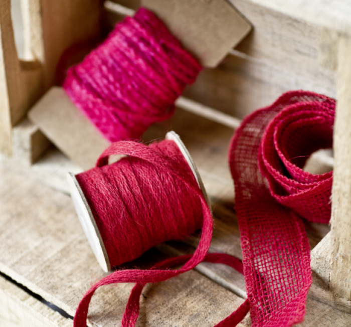 Windhager Jute-Dekoband Fischgrät ÖKO, 1 cm x 20 m rot, 06877