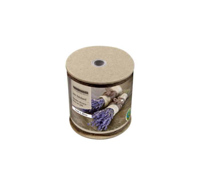 Windhager Jute-Dekoband Fischgrät ÖKO, 1cm x 20m, terrabraun, 06880