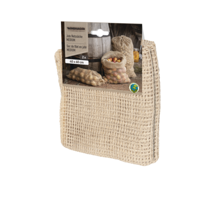 Windhager Jute Netzsäcke Greenline, 40x60 cm, 2 Stück, natur, 7473
