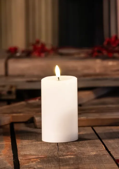 Schlaraffenland 3D LED Kerze NOVITA weiß, D7,5 H12,5 cm, Echtwachs, 11829