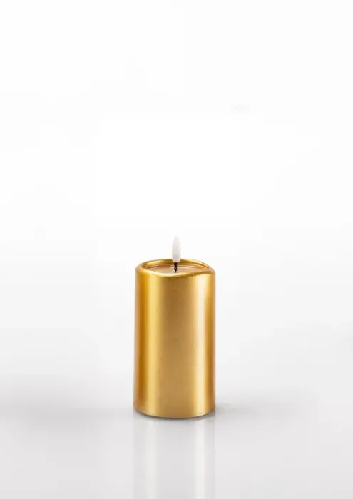 Schlaraffenland 3D LED Kerze NOVITA Gold, 7,5 x 12,5 cm, Echtwachs, 11847