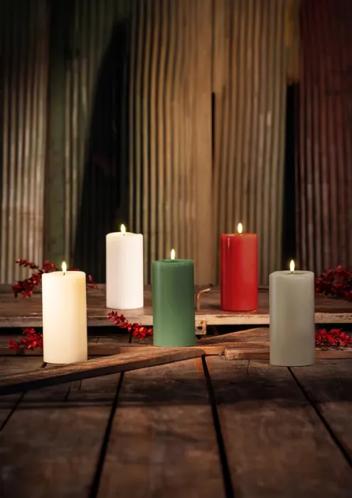 Schlaraffenland 3D LED Kerze NOVITA XL, 10x20cm, Grün, Echtwachs, 11852