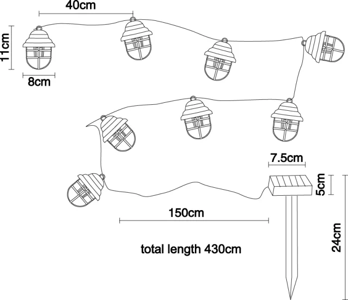 Globo Solarleuchte Lavino, LED Solar Lichter Kette, 33059-8