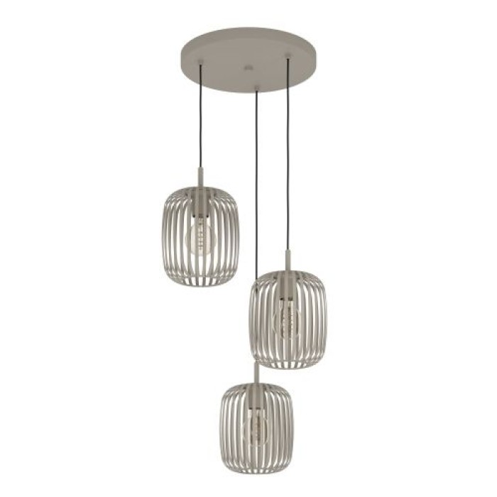 EGLO Pendellampe Romazzina, 3-flammige Pendelleuchte, E27, Ø46cm, beige, Metall, 900687