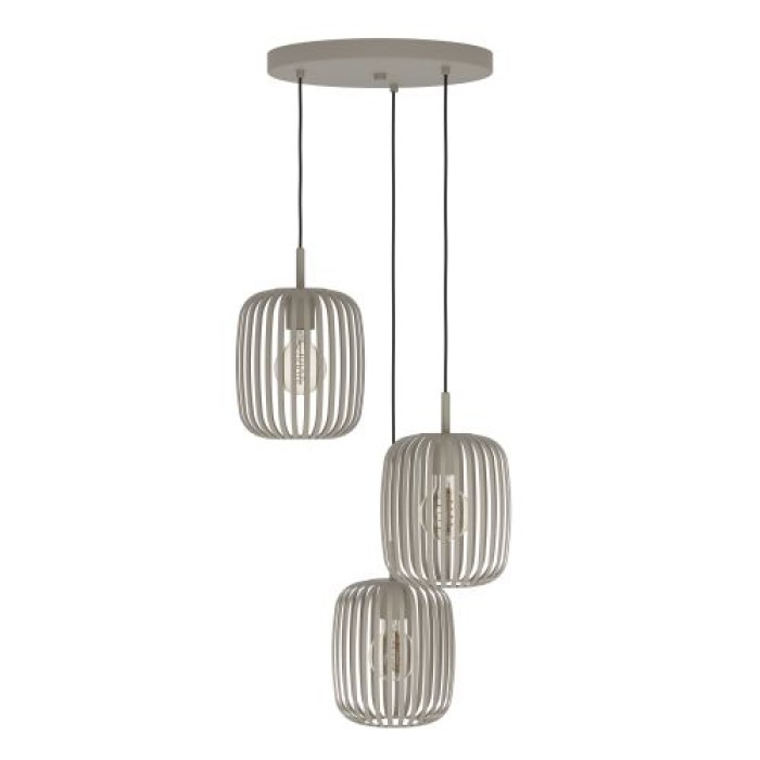 EGLO Pendellampe Romazzina, 3-flammige Pendelleuchte, E27, Ø46cm, beige, Metall, 900687