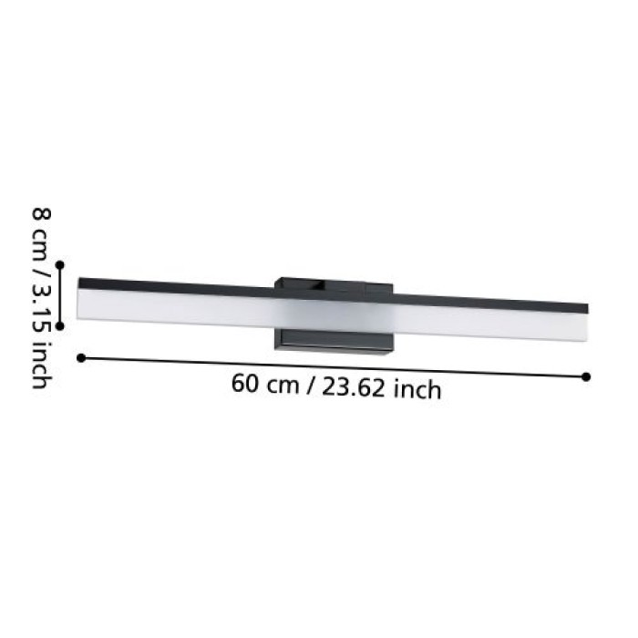 EGLO LED Wandleuchte Palmital, Bad-Spiegellampe, IP44,59,5cm, 1350lm, Schwarz, 900845