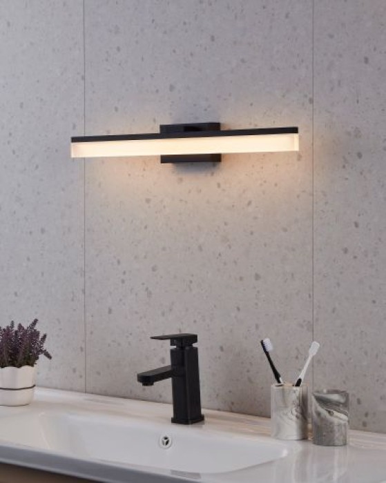 EGLO LED Wandleuchte Palmital, Bad-Spiegellampe, IP44,59,5cm, 1350lm, Schwarz, 900845