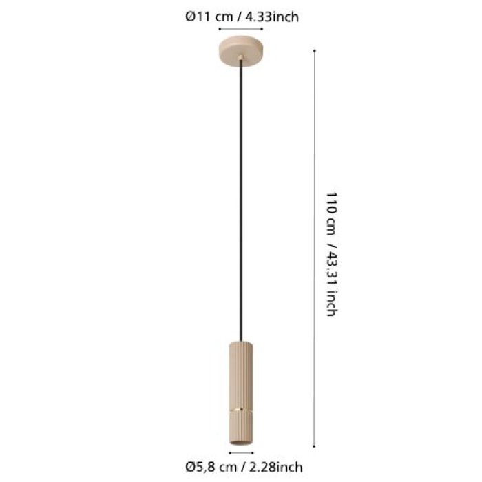 EGLO LED Hängelampe Caminia, GU10, Ø6cm, beige, Metall, 901151