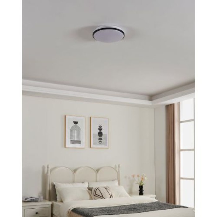 EGLO LED-Deckenleuchte Margidore, IP54 CCT Ø34cm Schwarz 2250lm, 901529