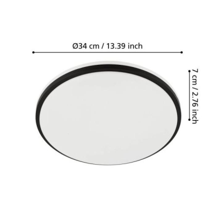 EGLO LED-Deckenleuchte Margidore, IP54 CCT Ø34cm Schwarz 2250lm, 901529
