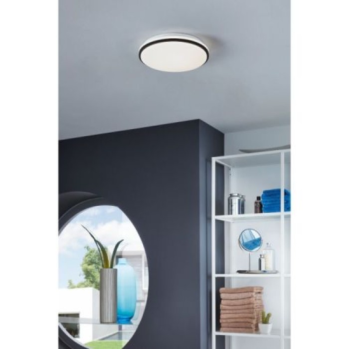 EGLO LED-Deckenleuchte Margidore, IP54 CCT Ø34cm Schwarz 2250lm, 901529