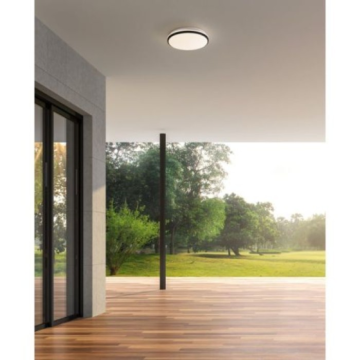 EGLO LED-Deckenleuchte Margidore, IP54 CCT Ø34cm Schwarz 2250lm, 901529