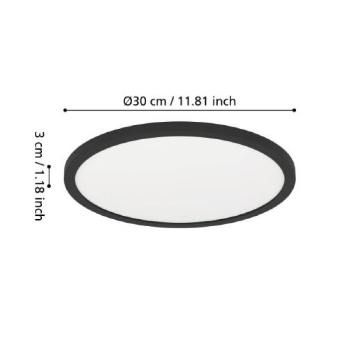 EGLO Deckenleuchte Minerario, Schwarz, IP54, warmweiß, Ø 30 cm, 901572