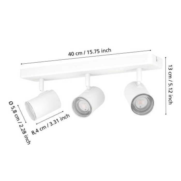 EGLO Deckenlampe 3-flammig Consuma 1, GU10, IP44, 40x8cm, 901963