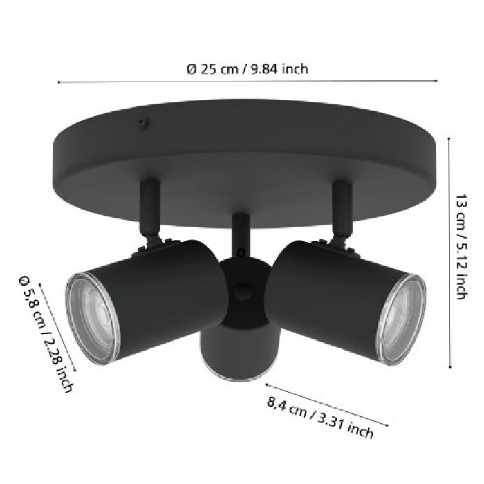 EGLO Deckenlampe 3-flammig Consuma 1, GU10, IP44, Ø25cm, 901965