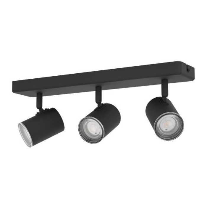 EGLO Deckenlampe 3-flammig Consuma, GU10, IP44, 40x8cm, schwarz, 901966
