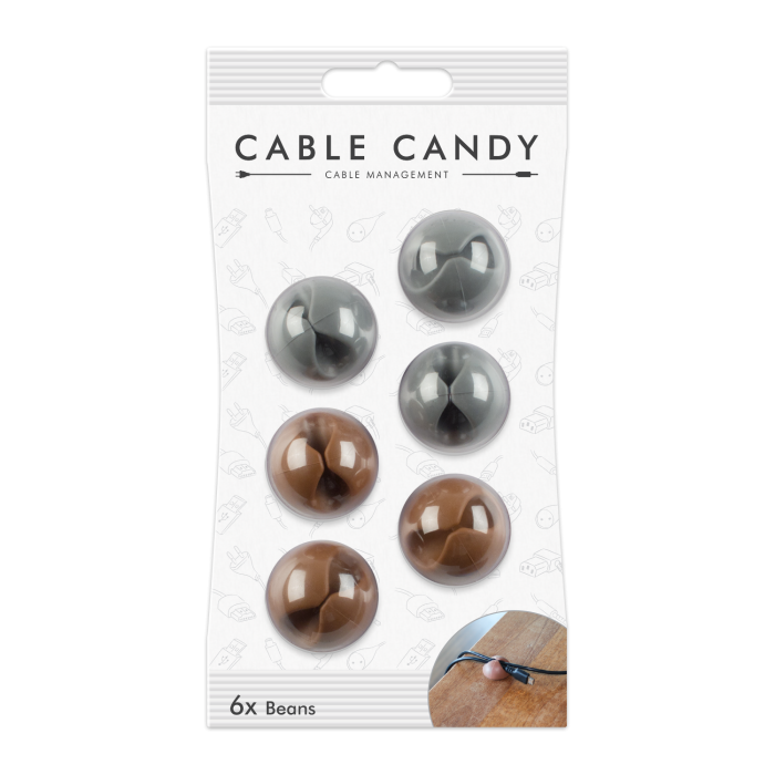 MLINE Cable Candy, Kabelhalter und Kabelführung, Beans, grau/braun, CC020