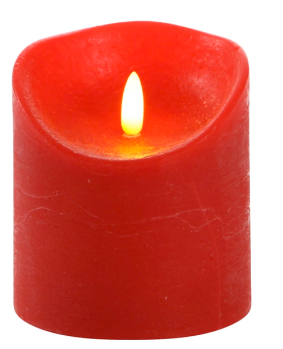 CASAYA LED Kerze, 3D Rustic FLAME, Ø 9 cm, rot, Timer, 10607