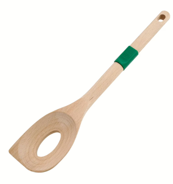 Fackelmann Chefkoch Risottolöffel aus nachhaltigem Buchenholz, mit Anti-Rutsch-Ring, 31,6 x 6,2 cm, 31163