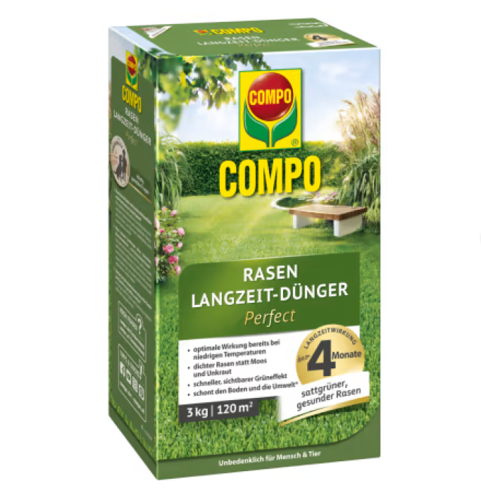 COMPO Rasen Langzeit-Dünger Perfect, 3 kg für 120m²,  23629