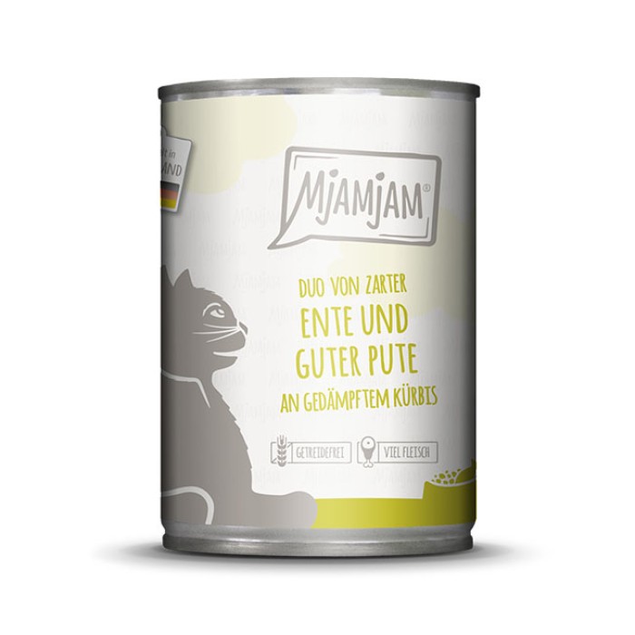 MjAMjAM DUO von zarter Ente & guter Pute an gedämpftem Kürbis, 400g, 11342