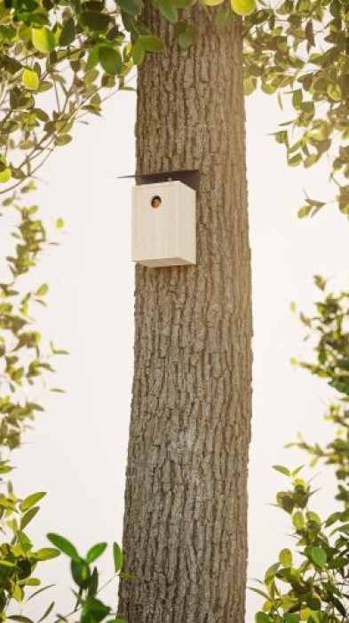 Alberts Vogelhäuschen Schrägschutzdach, DIY Montage, zum aufhängen oder hinstellen, 140 x 125 x 66 mm, Rostbraun, 355289