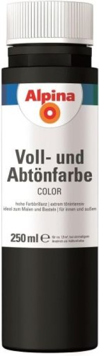 Alpina COLOR Voll- und Abtönfarbe, Night Black seidenmatt, 250 ml, 819657