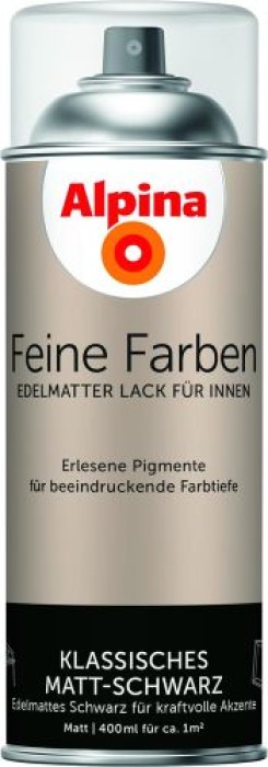 Alpina Feine Farben Sprühlack, Klassisches Matt-Schwarz, 400ml, 983749