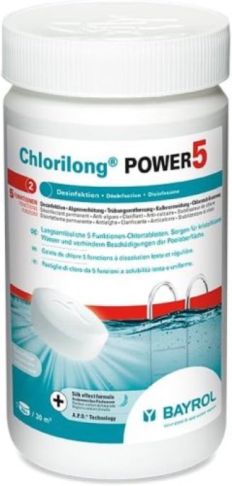 BAYROL Chlorilong POWER 5 - Pool Desinfektion - 5 in 1 Chlortabletten 250g, 1,25 kg, 76003