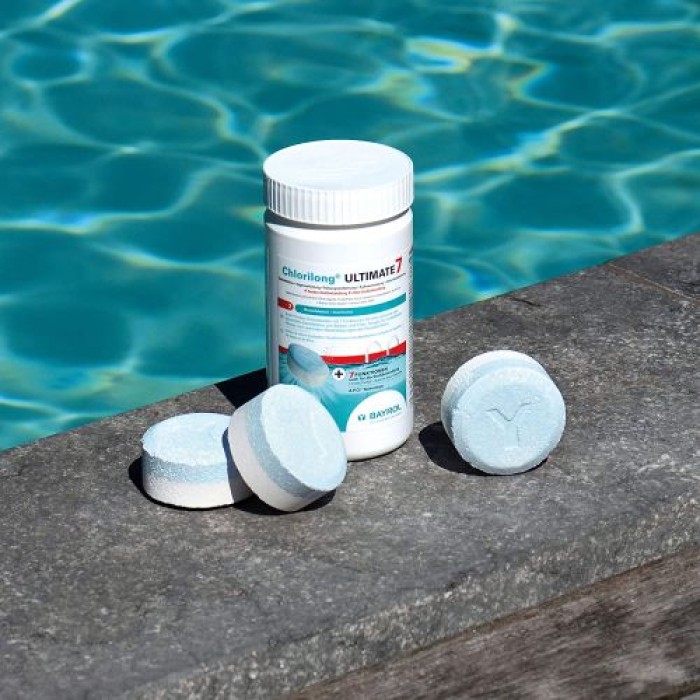 BAYROL Chlorilong ULTIMATE 7 - Pool Desinfektion - 7 in 1 Chlortabletten 300g langsam löslich - 1,2 kg 76007