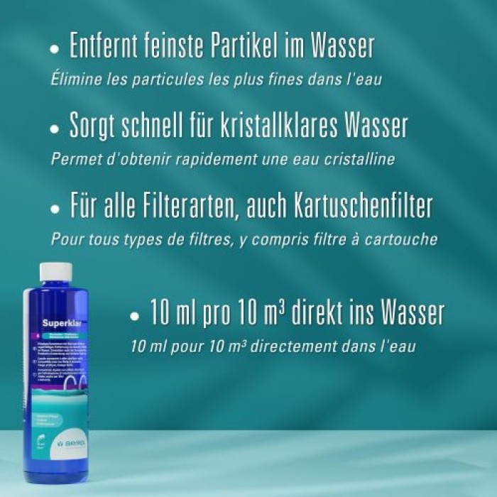 BAYROL Superklar - Klarmacher Poolwasser, 500 ml, 76021
