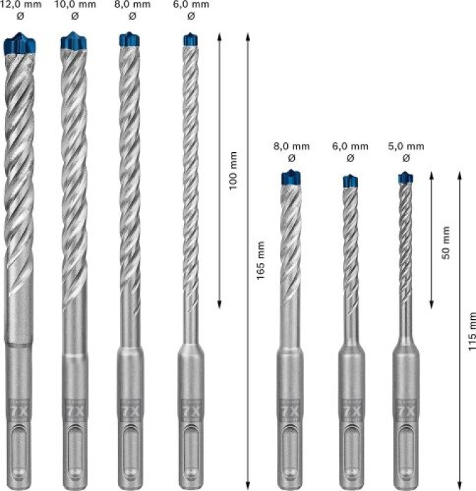 Bosch Professional 7x Expert SDS plus-7X Hammerbohrer Set Ø 5-12 mm 2608900195