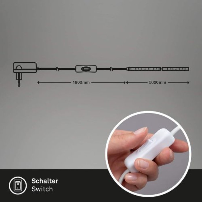BRILONER - LED Band 5m, LED Strip selbstklebend, inkl. Ein-/Aus Schalter, 2261-150P