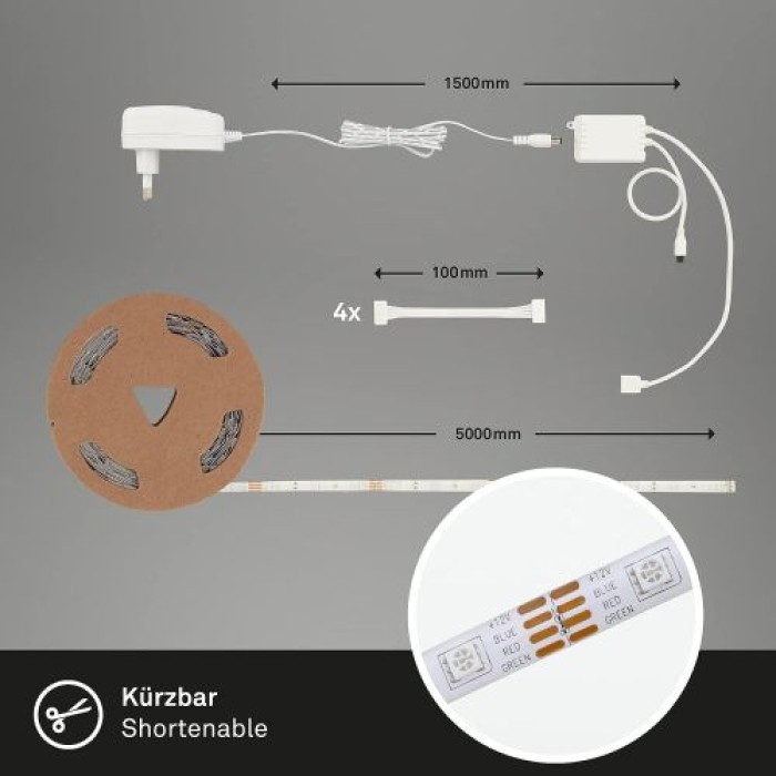 BRILONER - LED Band 5m, selbstklebend, inkl. Fernbedienung, 2267-150P