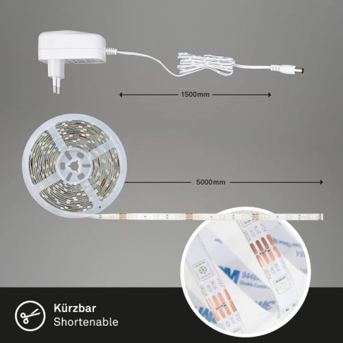 BRILONER - LED Band, LED Strip, LED Streifen 5m, selbstklebend, kürzbar, dimmbar, 2256-150