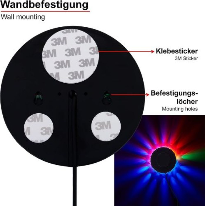 BRILONER  - LED Lichtrad, Partylicht inkl. Musiksensor, musikgesteuerter Farbwechsel, 2341-048