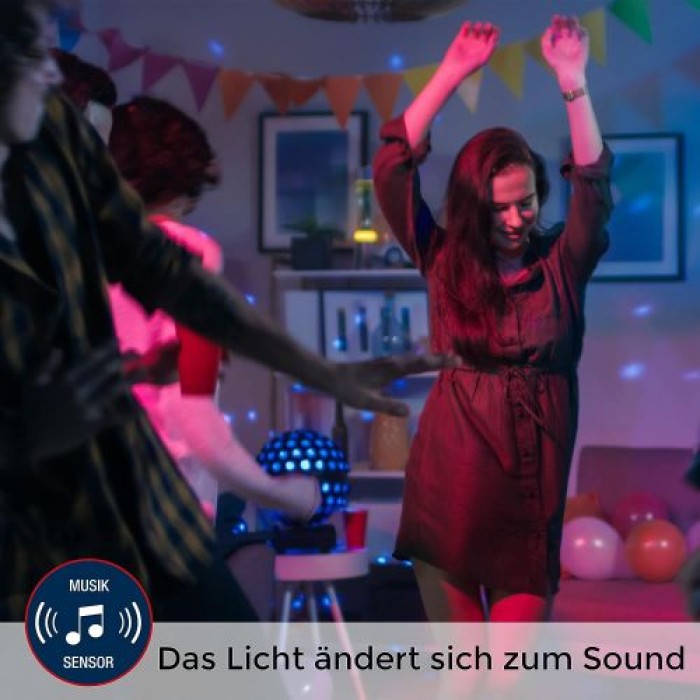 BRILONER  - LED Lichtrad, Partylicht inkl. Musiksensor, musikgesteuerter Farbwechsel, 2341-048