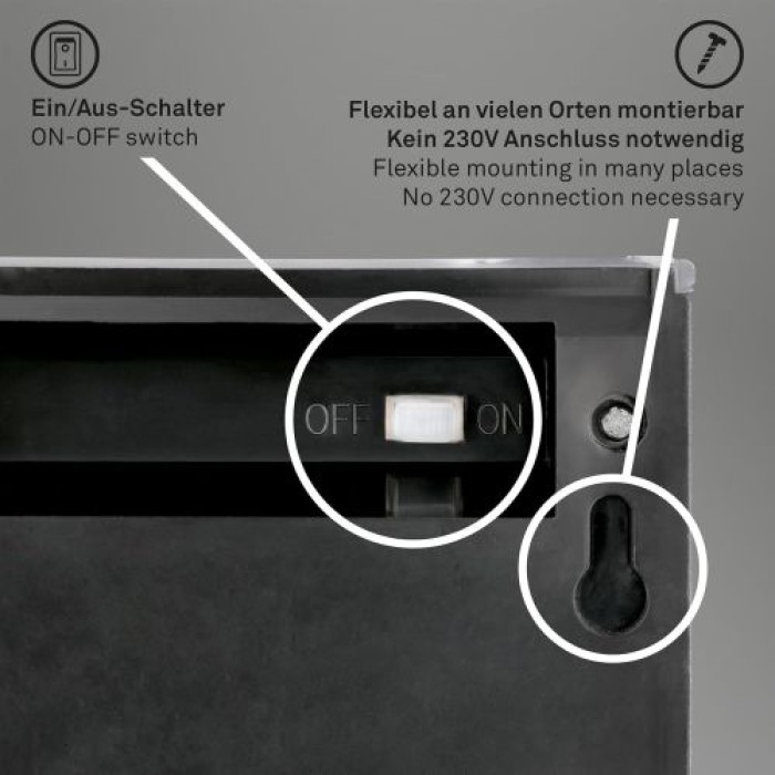 BRILONER – Solar LED Wandleuchte, 10 cm, anthrazit, 3133015