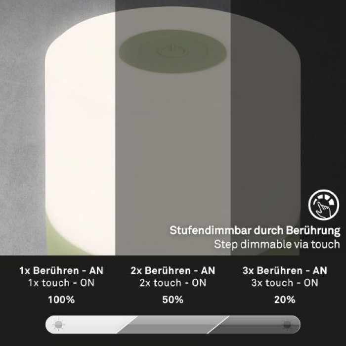 BRILONER LED Akku-Tischleuchte, 7 cm, Touch, 2W, 150lm, grün, 7461019